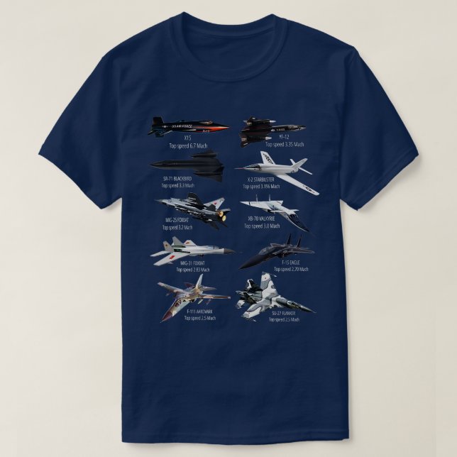 Camiseta Avión de aviones de combate más rápido del ejércit (Diseño del anverso)