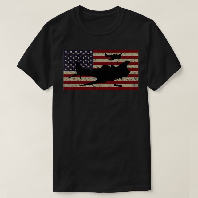 Camiseta Avión de bombardero inmaculado de la bandera norte (Diseño del anverso)