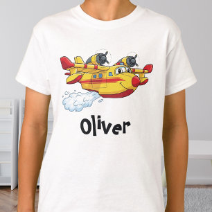 Camiseta Avión de bomberos de dibujos animados lindos rocia