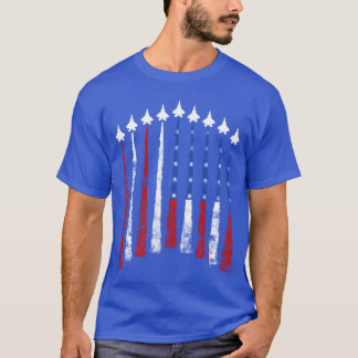 Camiseta Avión de caza Us Veterans y bandera americana vint