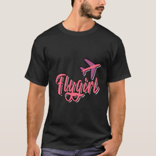 Camiseta Avión de chica voladora rosa Art Girly Cita Vuelo 