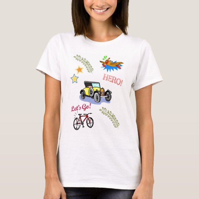 Camiseta Avión de coches de bicicleta Hero (Anverso)