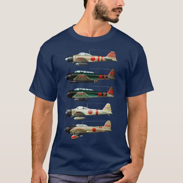 Camiseta Avión de combate A6M Zero Japón WW2 (Anverso)