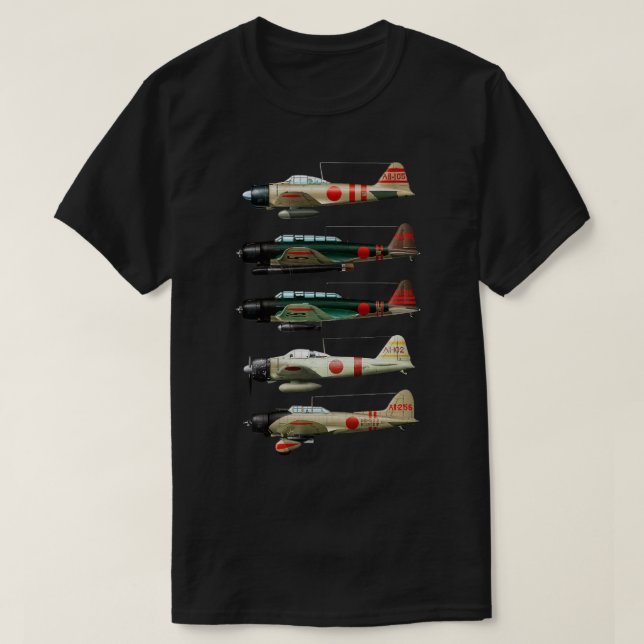 Camiseta Avión de combate A6M Zero Japón WW2 (Diseño del anverso)