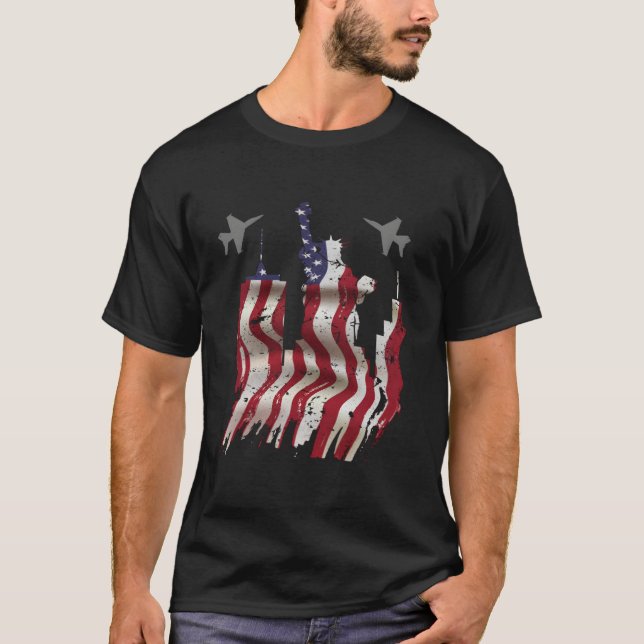 Camiseta Avión De Combate A Jet Bandera Estadounidense 4 De (Anverso)