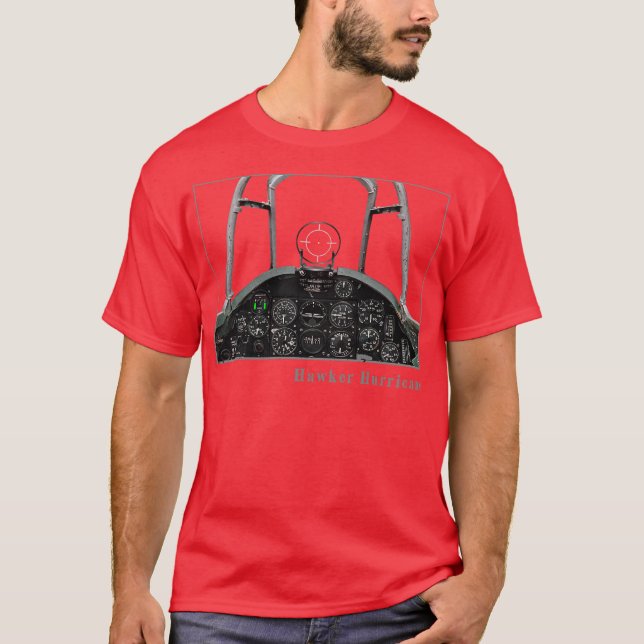 Camiseta Avión de combate Huracán Cockpit Instruments WW2 (Anverso)