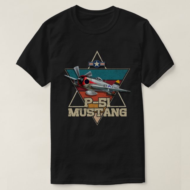 Camiseta Avión de combate Mustang P-51 de la Segunda Guerra (Diseño del anverso)