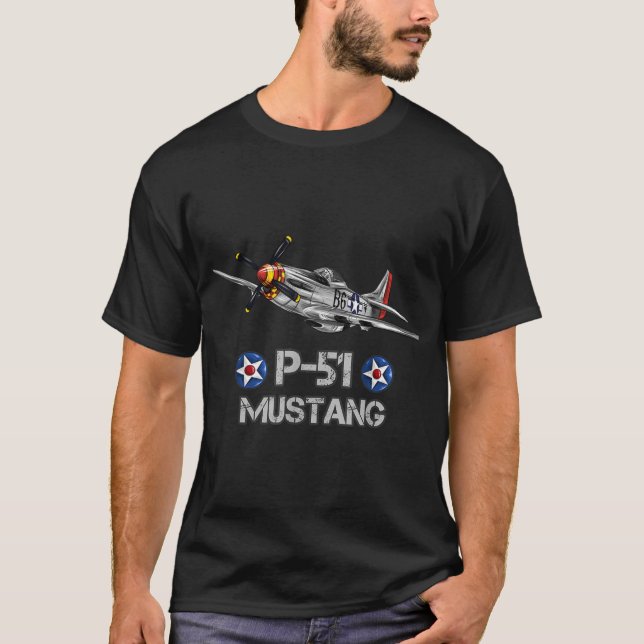 Camiseta Avión de combate Mustang P-51 de la Segunda Guerra (Anverso)