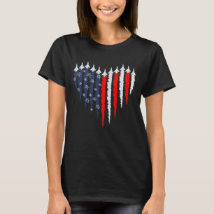 Camiseta Avión de combate retro bandera americana corazón 4