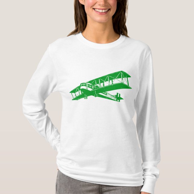 Camiseta Avión de cosecha - Verde de hierba (Anverso)