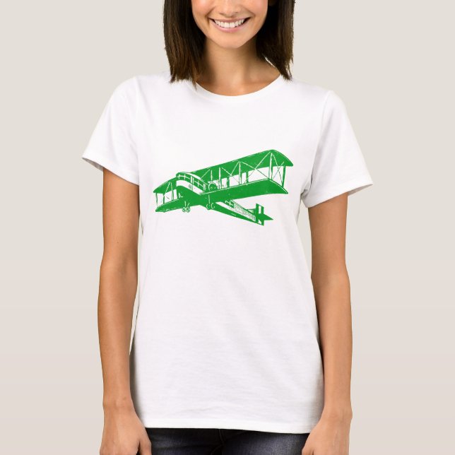 Camiseta Avión de cosecha - Verde de hierba (Anverso)