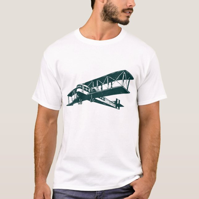 Camiseta Avión de cosecha - Verde oscuro (Anverso)