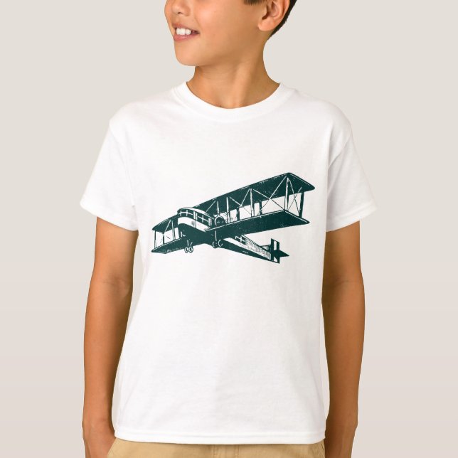 Camiseta Avión de cosecha - Verde oscuro (Anverso)