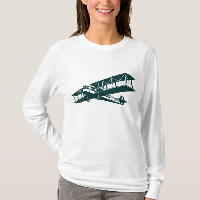 Camiseta Avión de cosecha - Verde oscuro (Anverso)