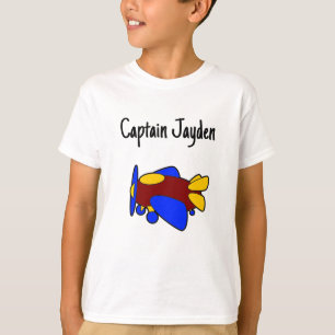 Camiseta Avión de dibujos animados rojo amarillo azul lindo