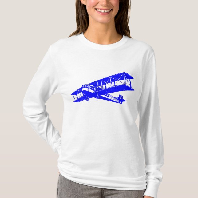 Camiseta Avión de época - Azul (Anverso)