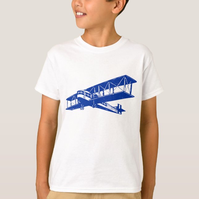 Camiseta Avión de época - Azul marino (Anverso)