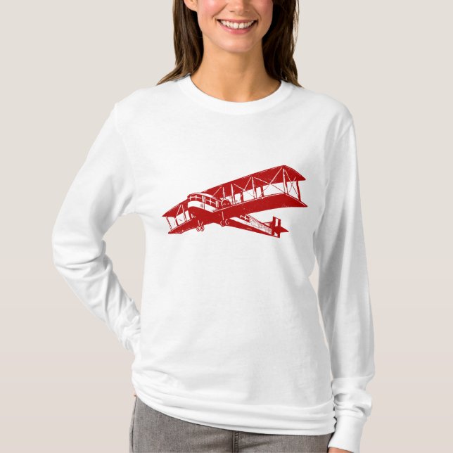 Camiseta Avión de época - Rojo de rubí (Anverso)