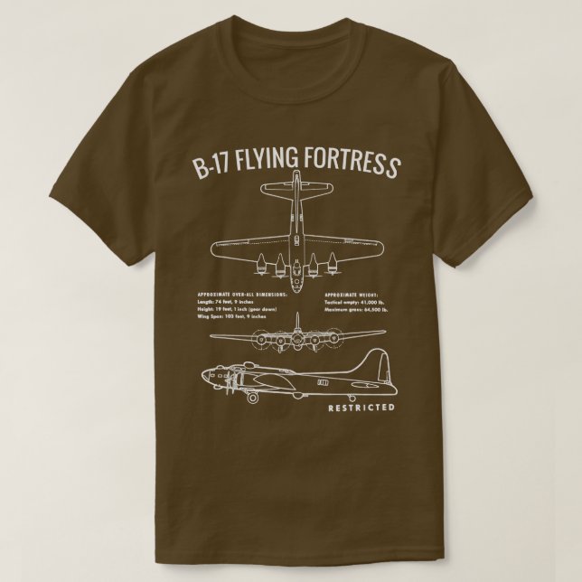 Camiseta Avión de guerra B17 para bombarderos WW2 B17 de la (Diseño del anverso)