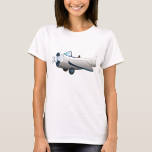 Camiseta Avión de hélice de dibujos animados blancos estilo