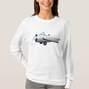 Camiseta Avión de hélice de dibujos animados blancos estilo