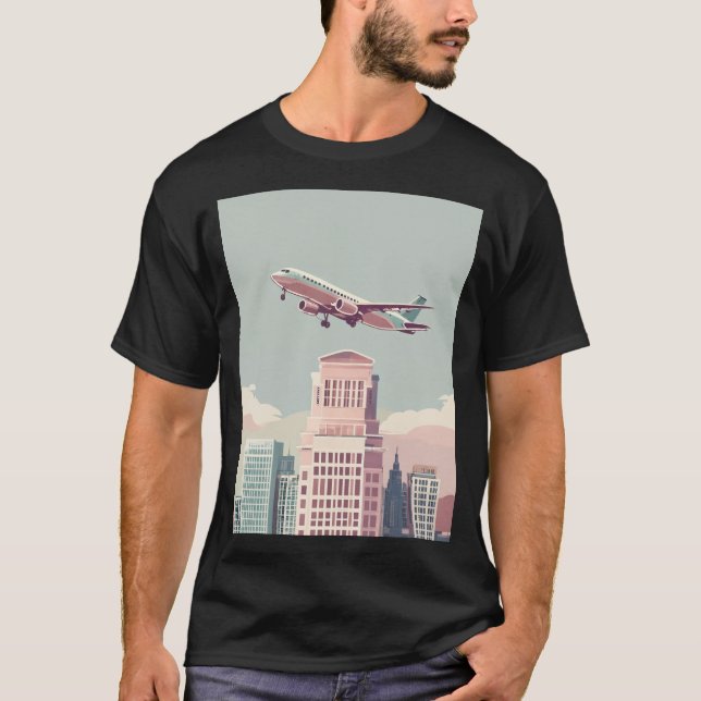 Camiseta Avión de la línea aérea urbana aterrizando camiset (Anverso)