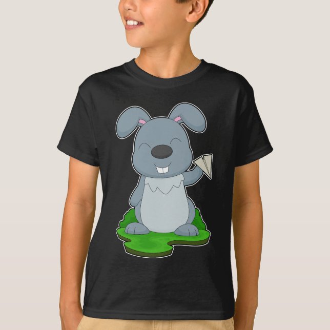 Camiseta Avión de papel de conejo (Anverso)