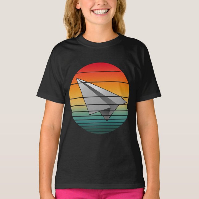 Camiseta Avión de papel de cosecha (Anverso)