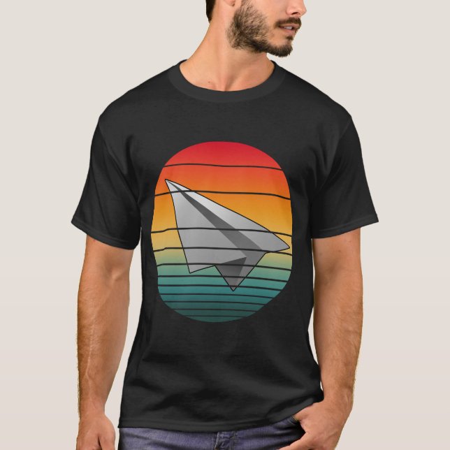 Camiseta Avión de papel de cosecha (Anverso)