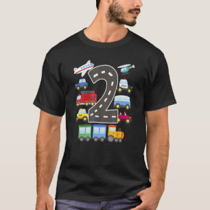 Camiseta Avión de tren de coche de cumpleaños de 2 años