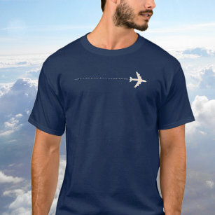 Camiseta avión de viaje con línea de puntos