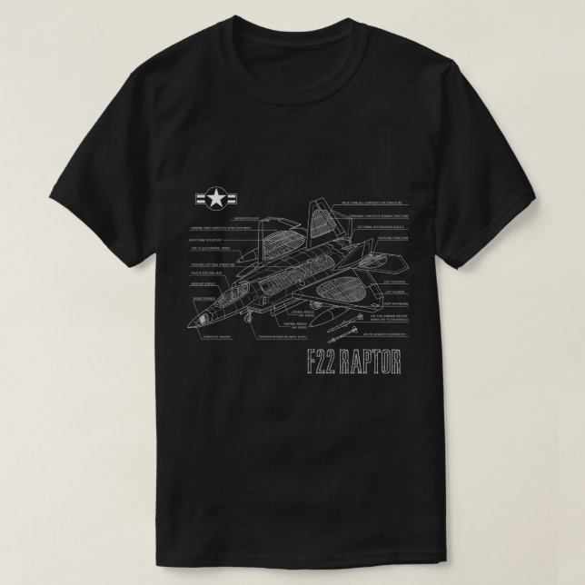 Camiseta Avión estadounidense de combate furtivo F22 Raptor (Diseño del anverso)