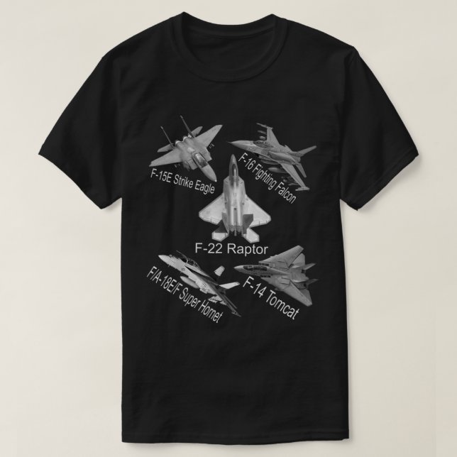 Camiseta Avión F22 Raptor F14 Tomcat De Los Combatientes Es (Diseño del anverso)