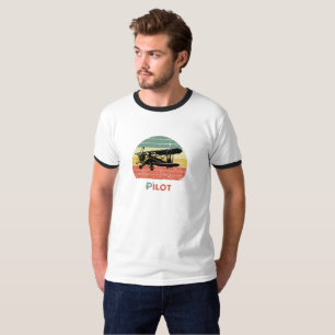 Camiseta Avión genial y puesta de sol, estilo vintage retro
