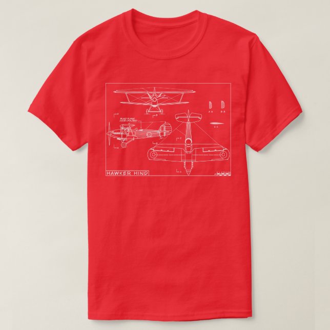 Camiseta Avión Hawker Hind British Biplane Light Bomber (Diseño del anverso)