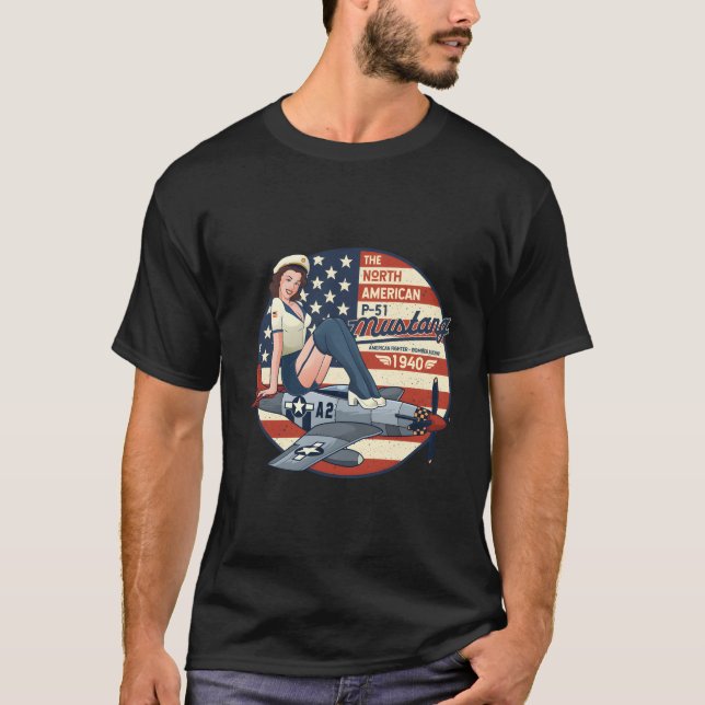 Camiseta Avión P51 Mustang Para Wwii Up (Anverso)