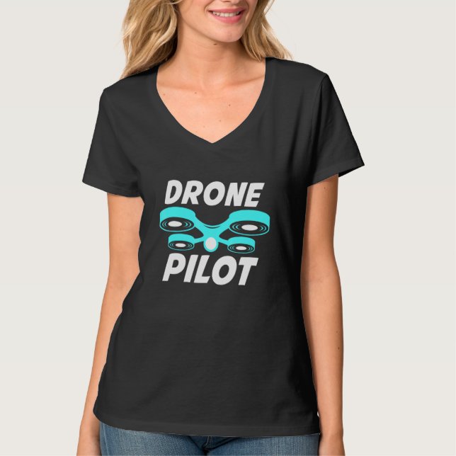 Camiseta Avión piloto de drones Quadcopter de control remot (Anverso)
