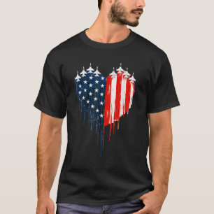 Camiseta Avión Retro Fighter Jet Avión Bandera Americana Co