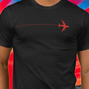 Camiseta Avión rojo con línea de puntos negro