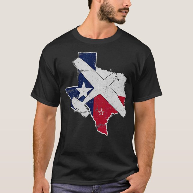 Camiseta Avión Skyhawk C172 de Texas con bandera del estado (Anverso)
