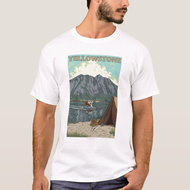 Camiseta Avión y pesca - nacional de Bush de Yellowstone (Anverso)