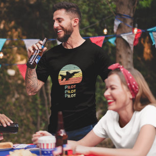 Camiseta Avión y puesta de sol Guay, estilo retro vintage S