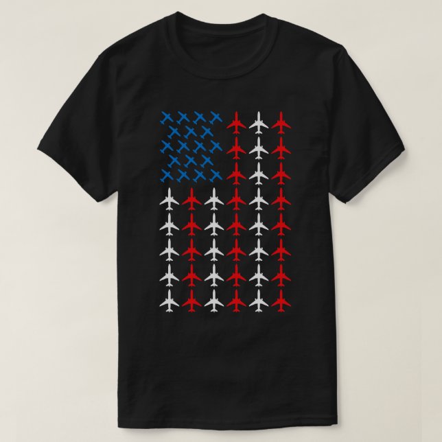 Camiseta Aviones de bandera de Estados Unidos (Diseño del anverso)