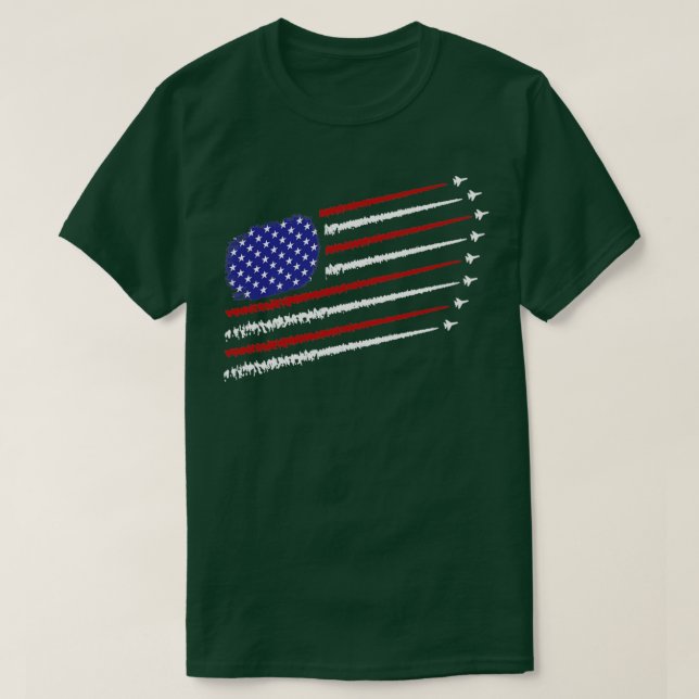 Camiseta Aviones de combate con bandera estadounidense el 4 (Diseño del anverso)