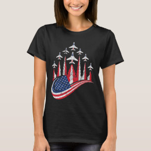 Camiseta Aviones De Combate Patrióticos Americanos Bandera