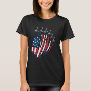 Camiseta Aviones de combate patrióticos de EE. UU. Bandera 
