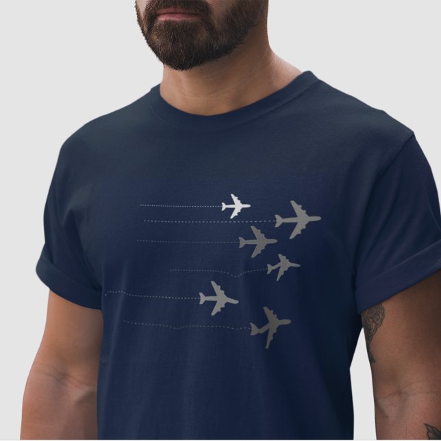 Camiseta aviones en vuelo azul gráfico (Subido por el creador)