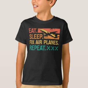 Camiseta Aviones mecánicos de aeronaves Comer Sleep Fix Avi