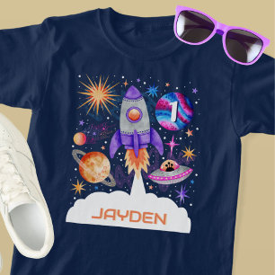 Camiseta Aviones para buques de cohetes, OVNI y niños astro