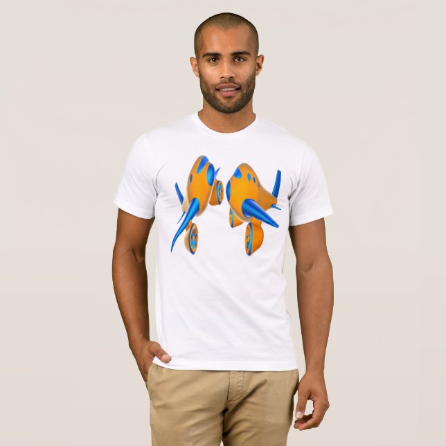 Camiseta Aviones personalizados Naranja vibrante y azul (Anverso completo)